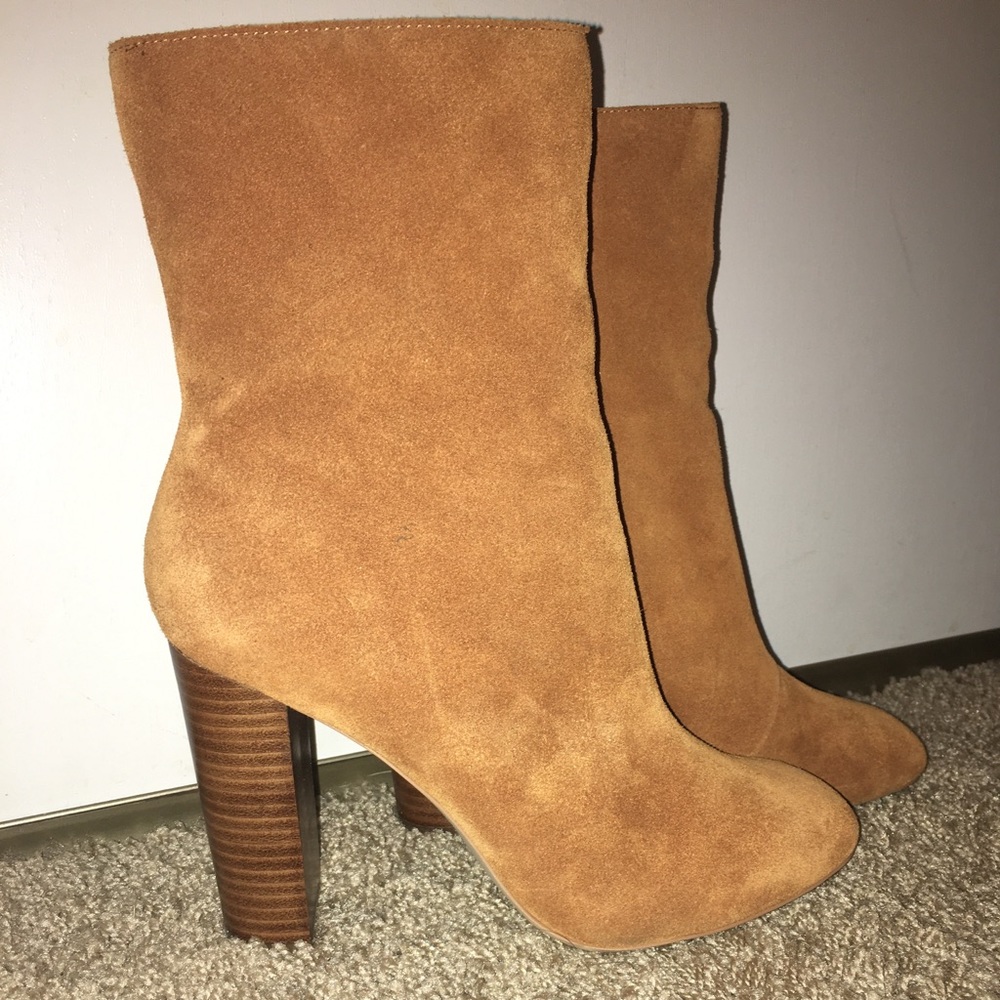 Suede mid calf boots